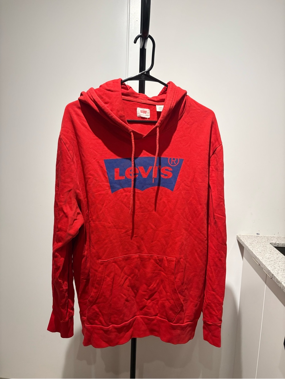 Levi's Red Hooded Sweatshirt with Blue Logo